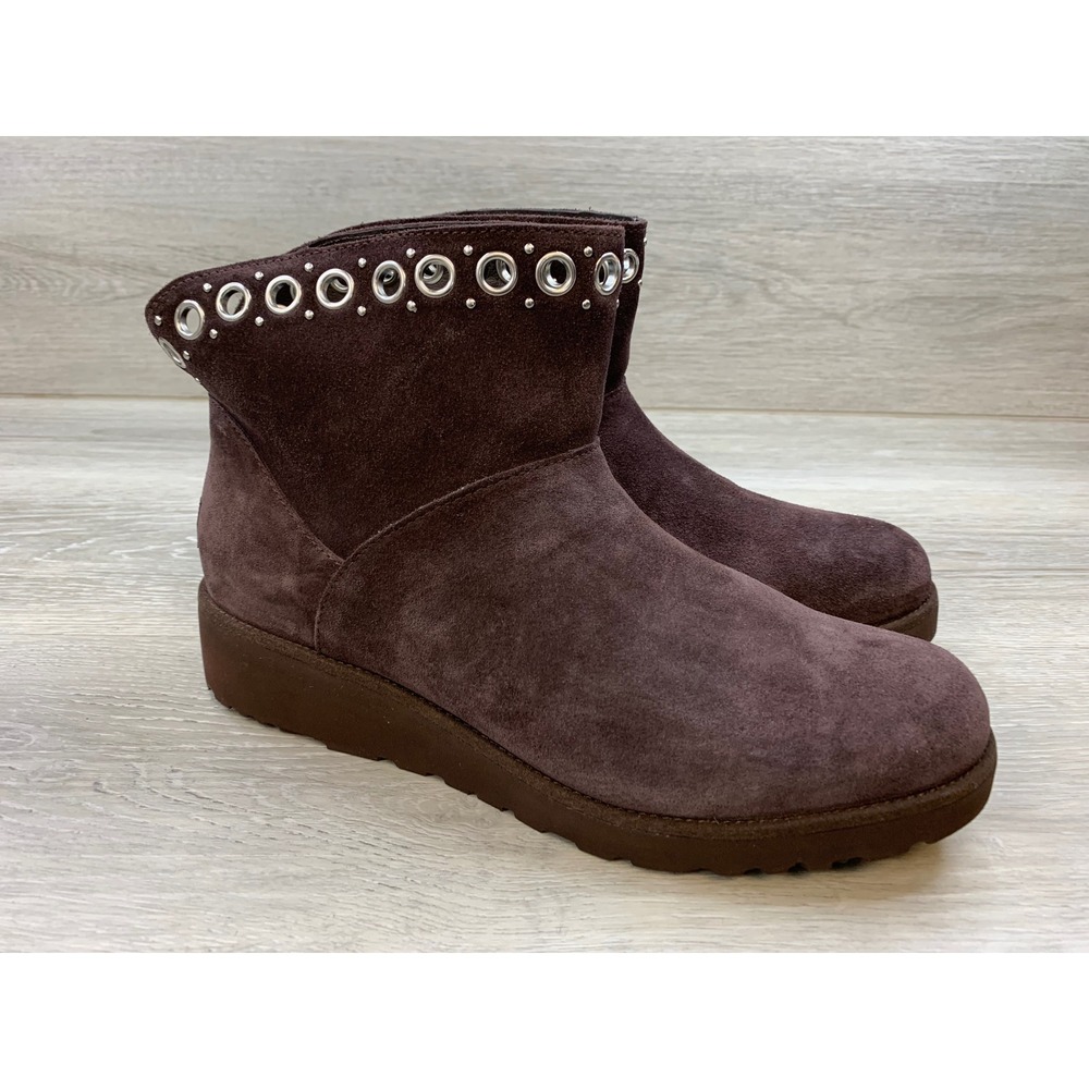 UGG Classic Femme Mini Wedge Boots Brown Suede Eyelet Studs Women's 11 Shoes